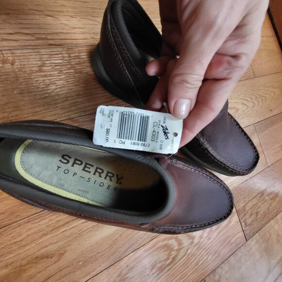 Sperry Top Sider Mens Brown Pebbled Leather Loafer Size 6.5 NWT - Picture 4 of 7